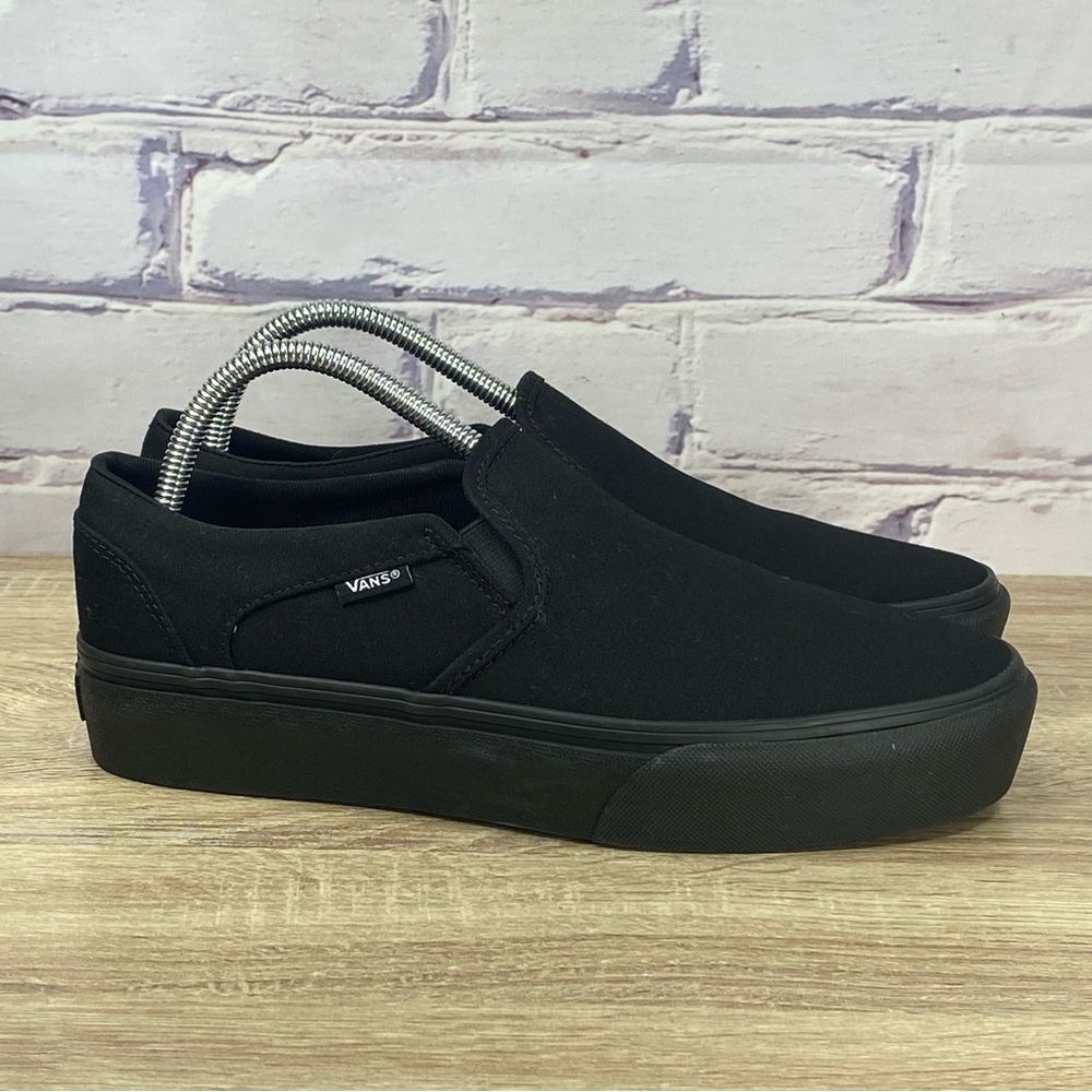 Vans Asher Black Platform Slip On Shoes